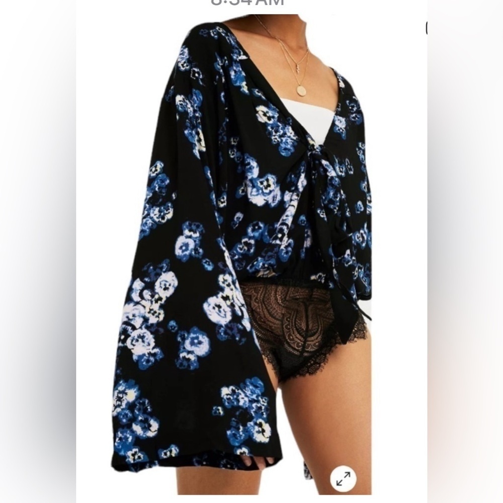 Intimately by Free People Forties Feels Black Floral and Lace Bodysuit Sz M - Picture 2 of 11